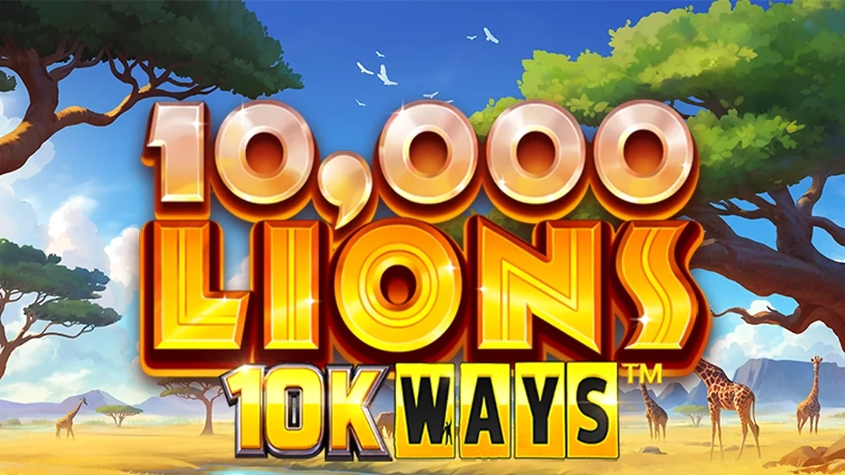 Tampilan visual slot 10,000 Lions 10K Ways dengan nuansa alam liar yang ikonik